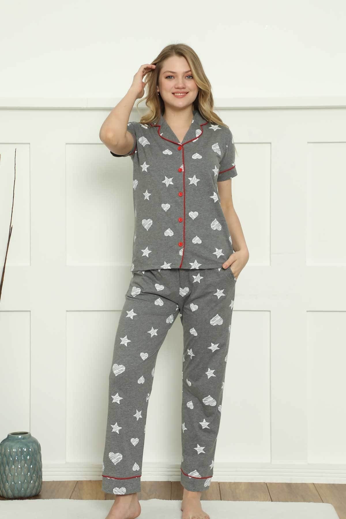 Gri Kısa Kollu Pijama Takımı