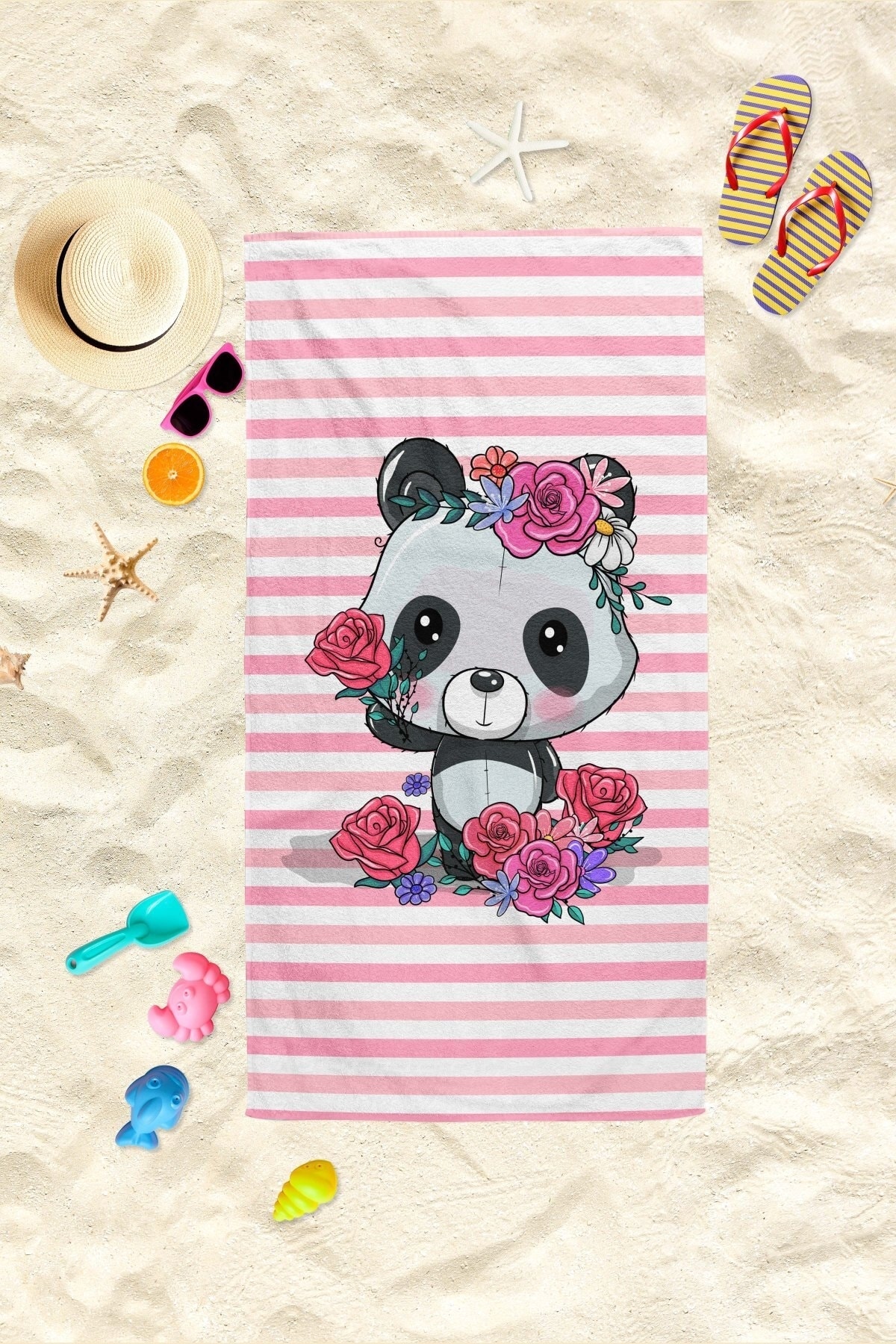 Panda Desenli Plaj Havlusu