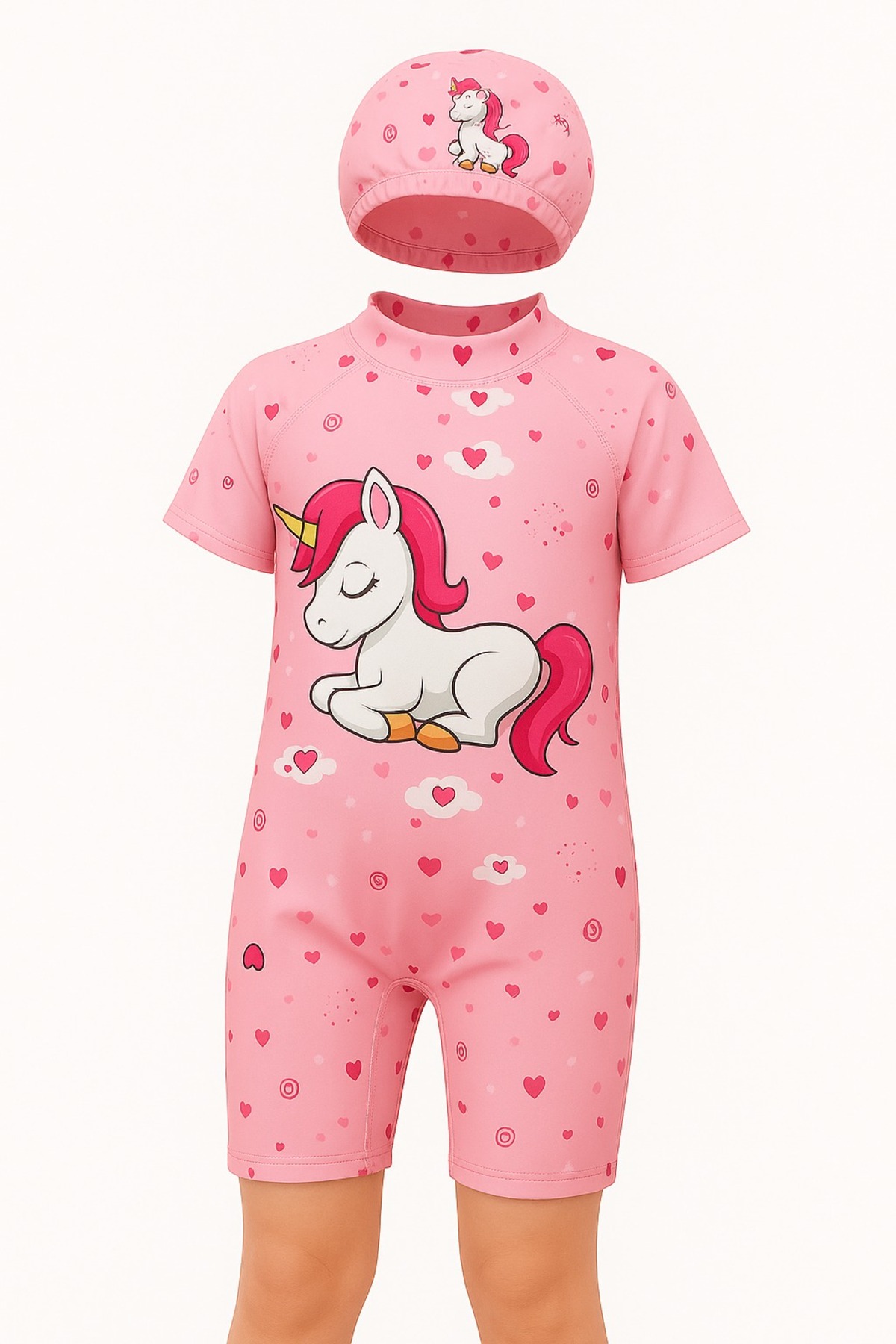 Kız Çocuk Pembe Unicorn Desenli Mayo.boneli.kalıplar Güncellendi.